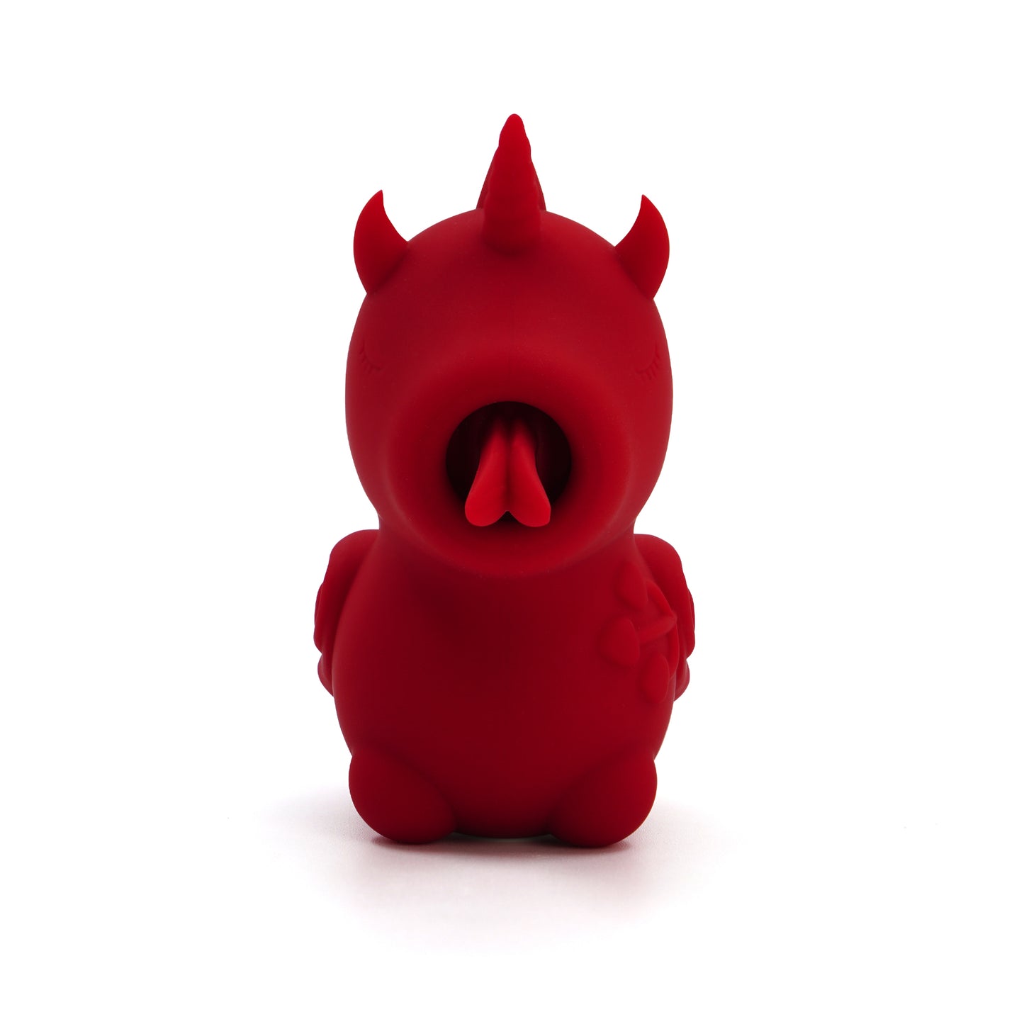 Red Blaze Diablo clitoral Unihorn vibrator facing forward on a white background