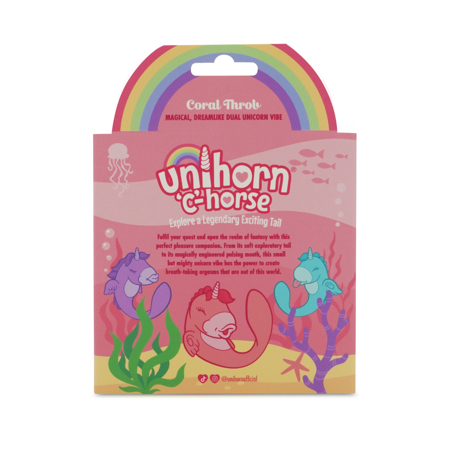 Coral Throb Unihorn C-Horse box back on a white background