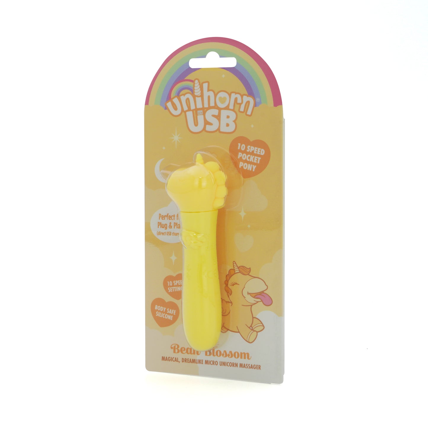 Bean Blossom bullet vibrator in packaging facing slightly left, on a white background