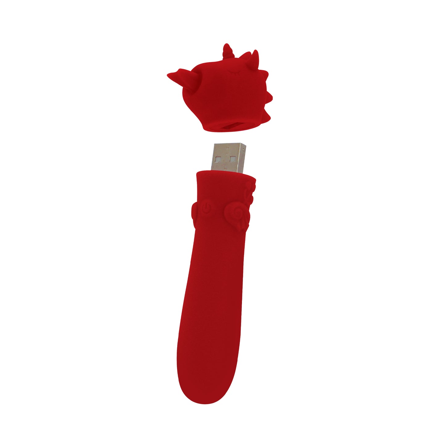 Blaze Diablo bullet vibrator with the cap of to show the USB on a white background
