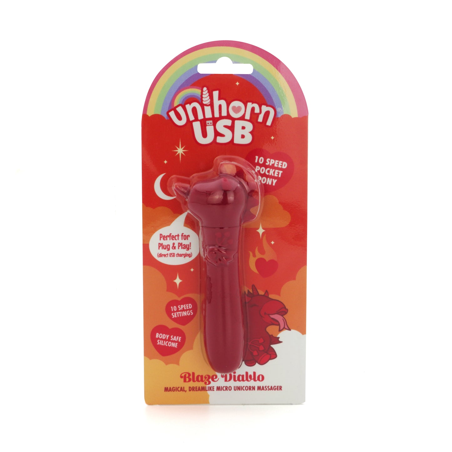 Blaze Diablo Bullet vibrator in packaging, facing forward on a white background
