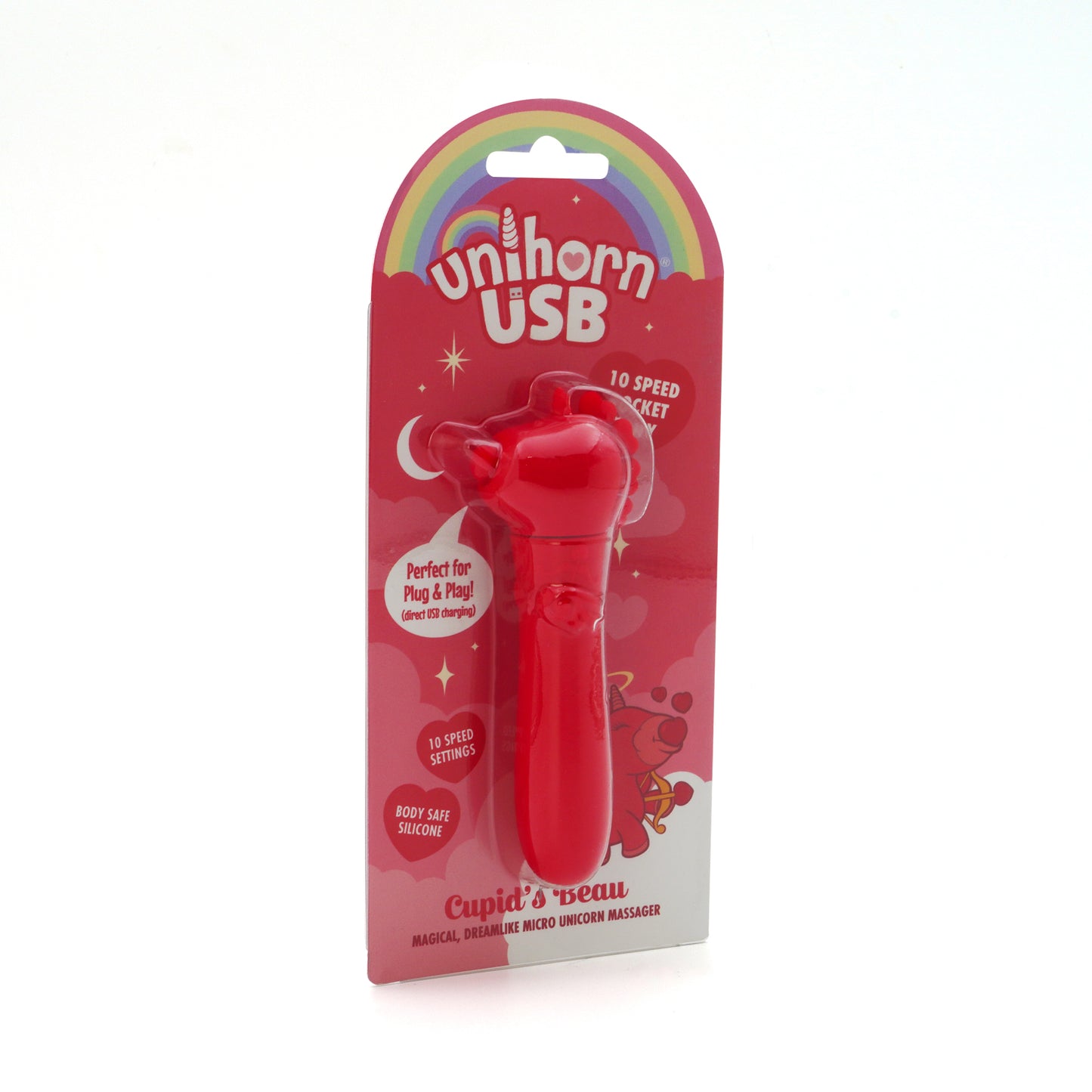 Cupid's Beau USB bullet vibrator, facing slightly right, on a white background