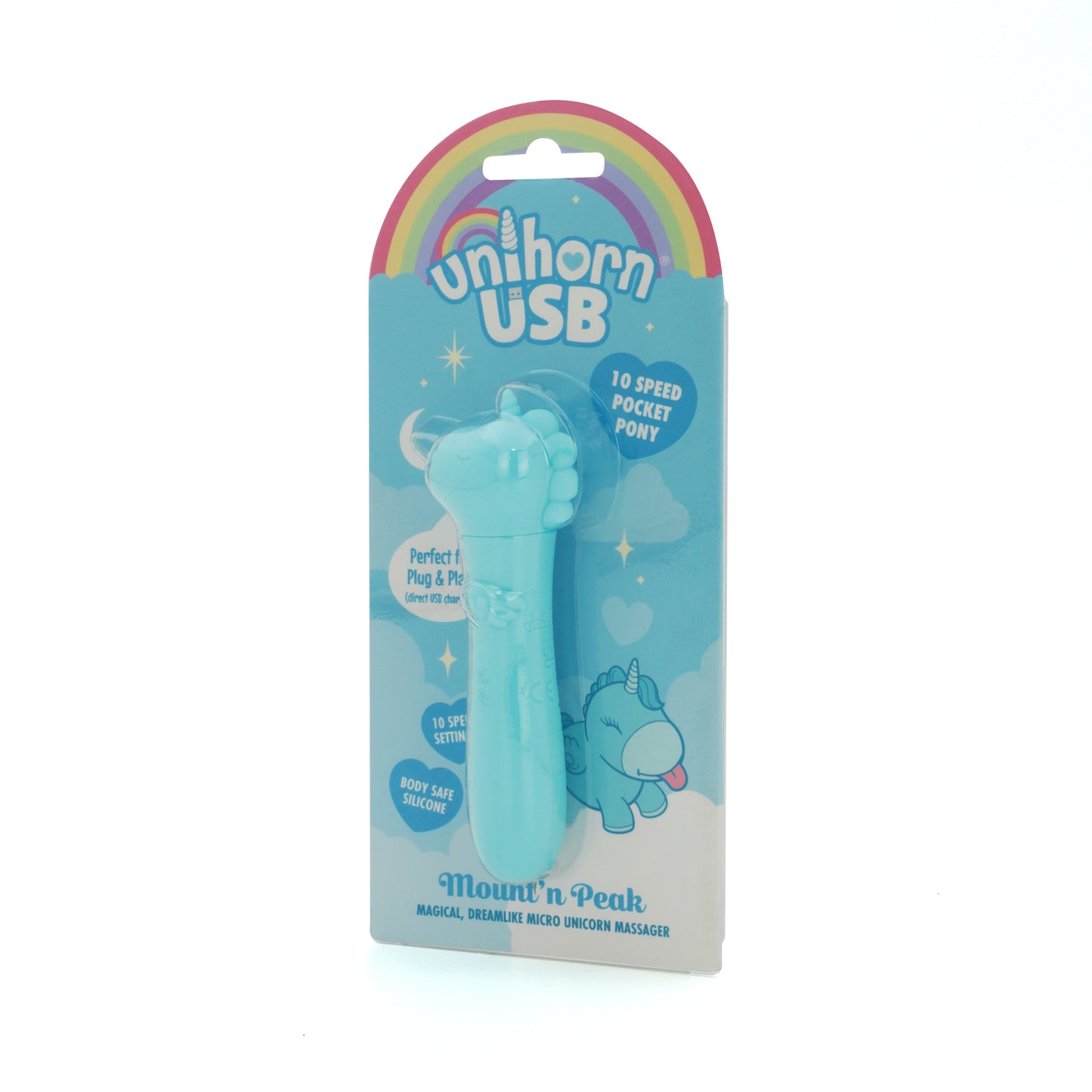 Mount N' Peak USB bullet vibrator in packaging, on a white background