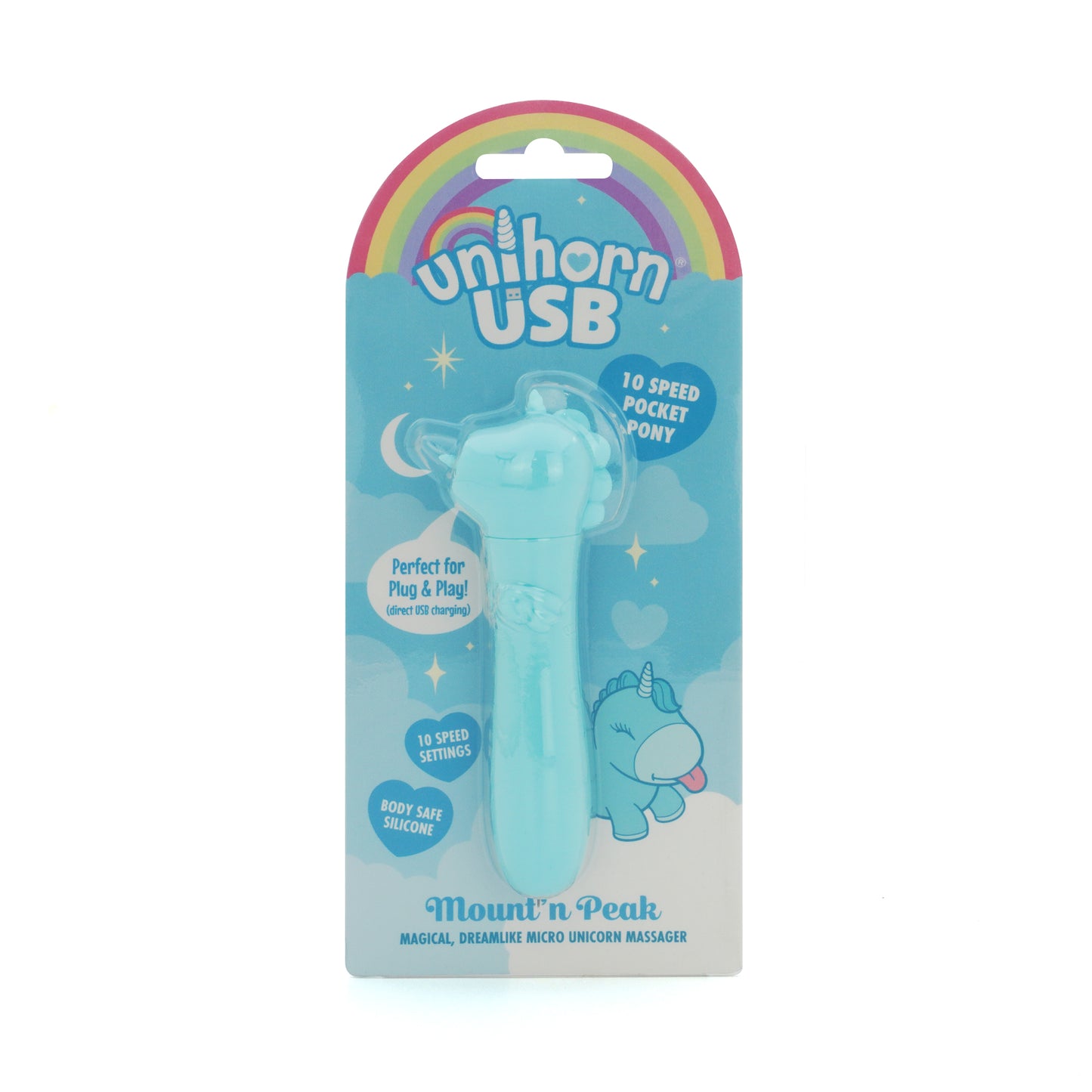Mount N' Peak USB bullet vibrator in packaging on a white background
