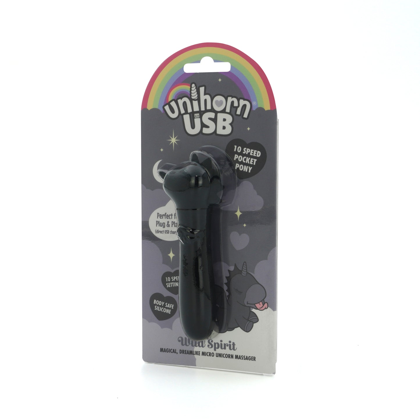 Wild Spirit Unihorn bullet vibrator facing slightly left on a white background
