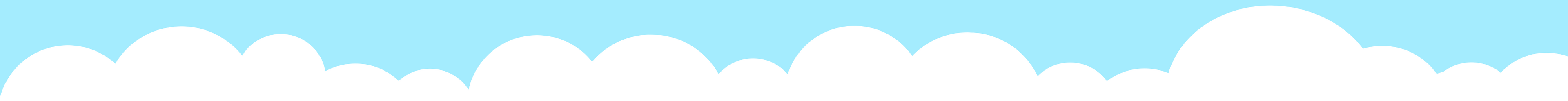 light blue background with white cloud border banner