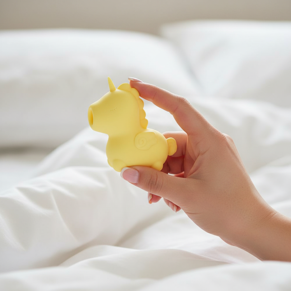 Hand with Bean Blossom on Bedding
